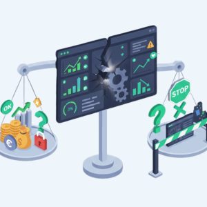 Illustration représentant l’analyse des performances marketplaces avec des indicateurs clés comme la BuyBox, les stocks et les fiches produits.