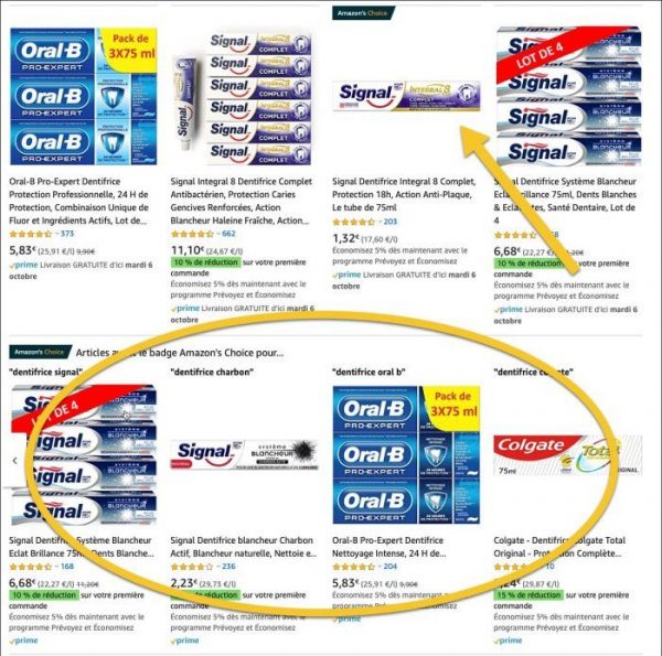 Amazon choice dentifrice